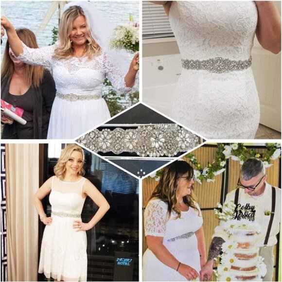 Bridal Crystal Rhinestone Braided Wedding Dress Sash Belt main image 5